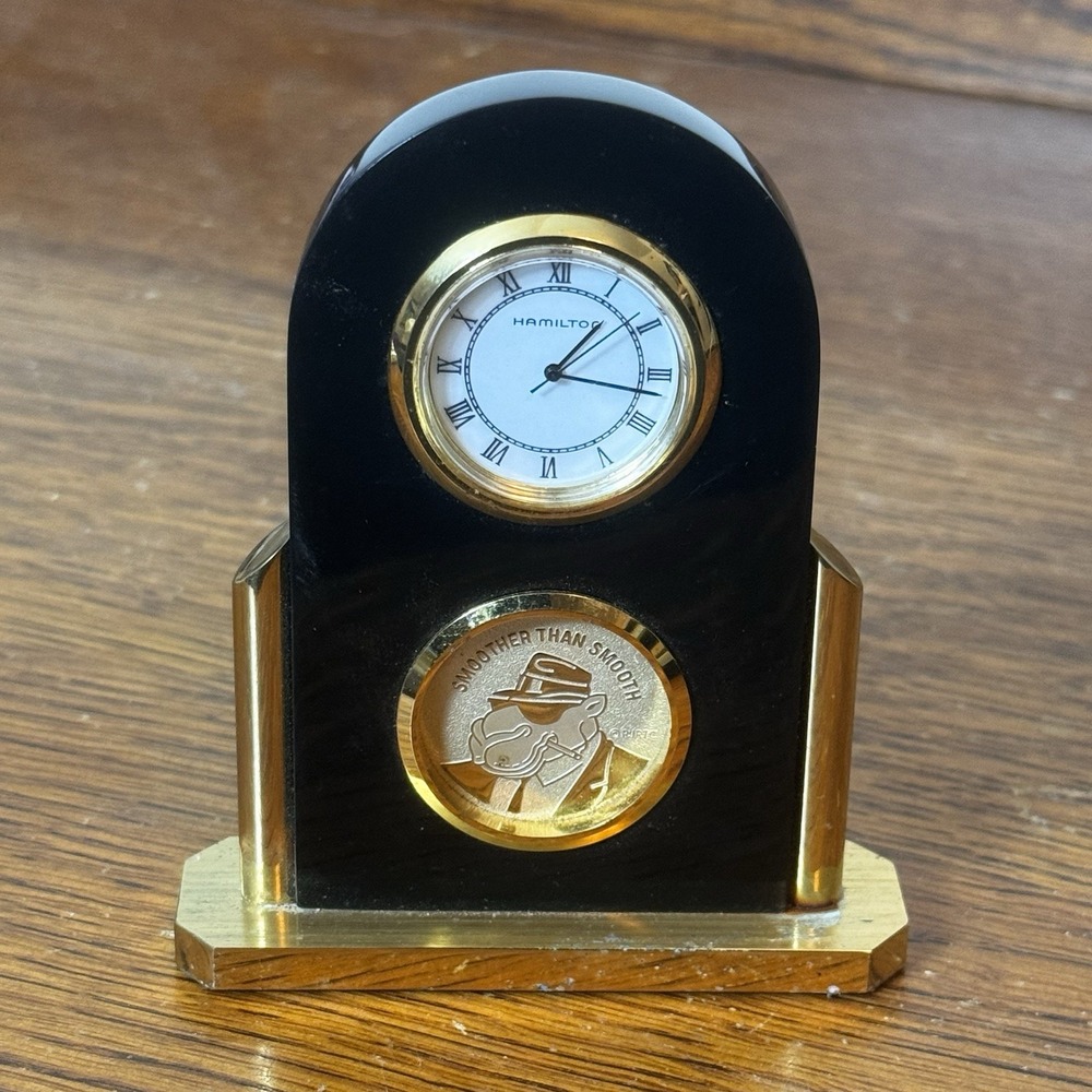 Camel Cigarettes Joe Camel Desk Clock Hamilton Brass 4" Promo Not Working